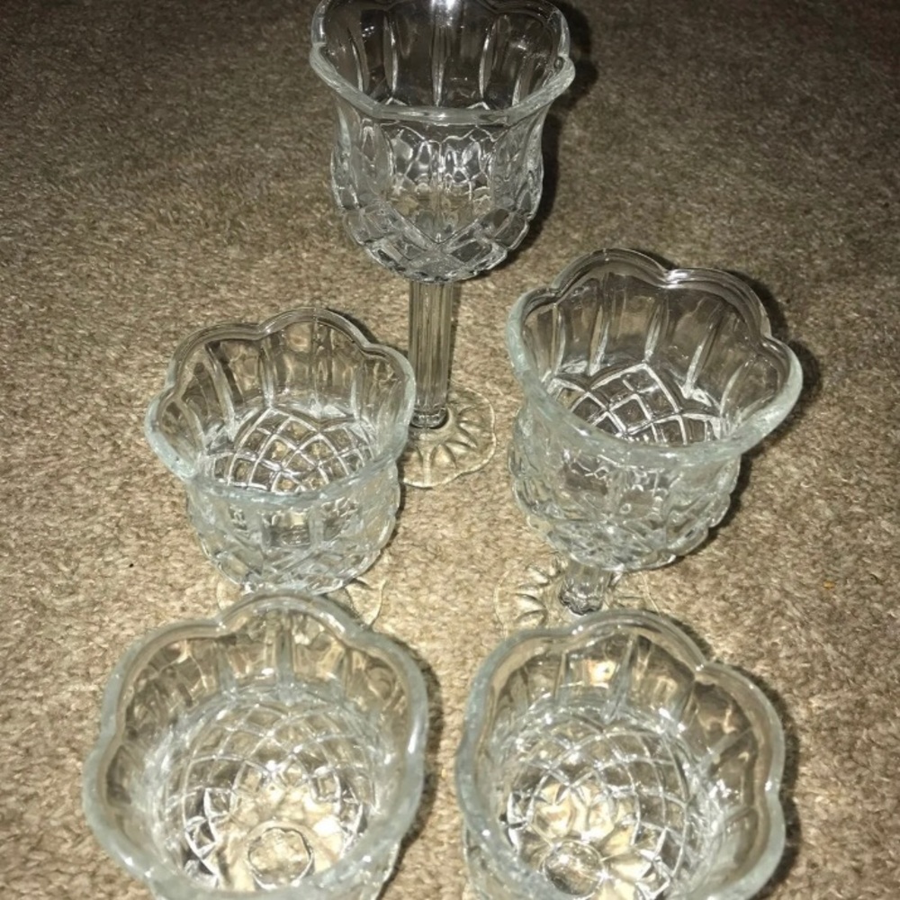5 Homco crystal glasses